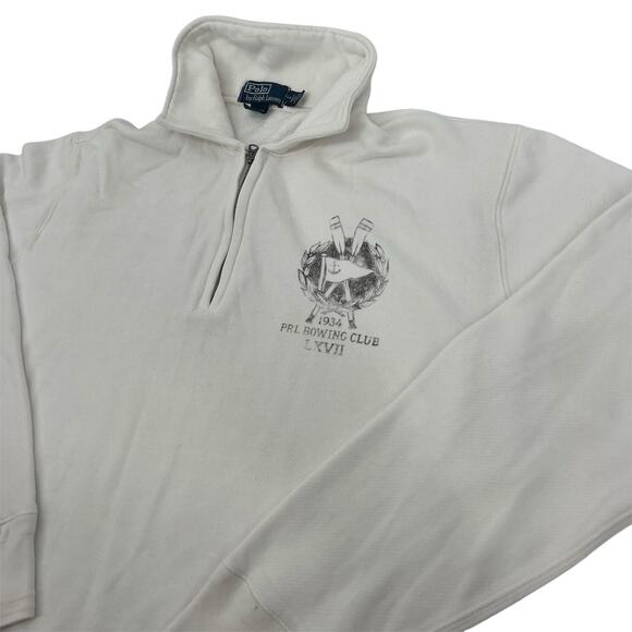 Vintage 80s 90s Men's Polo Ralph Lauren white PRL Rowing club 1/4 zip sweatshirt